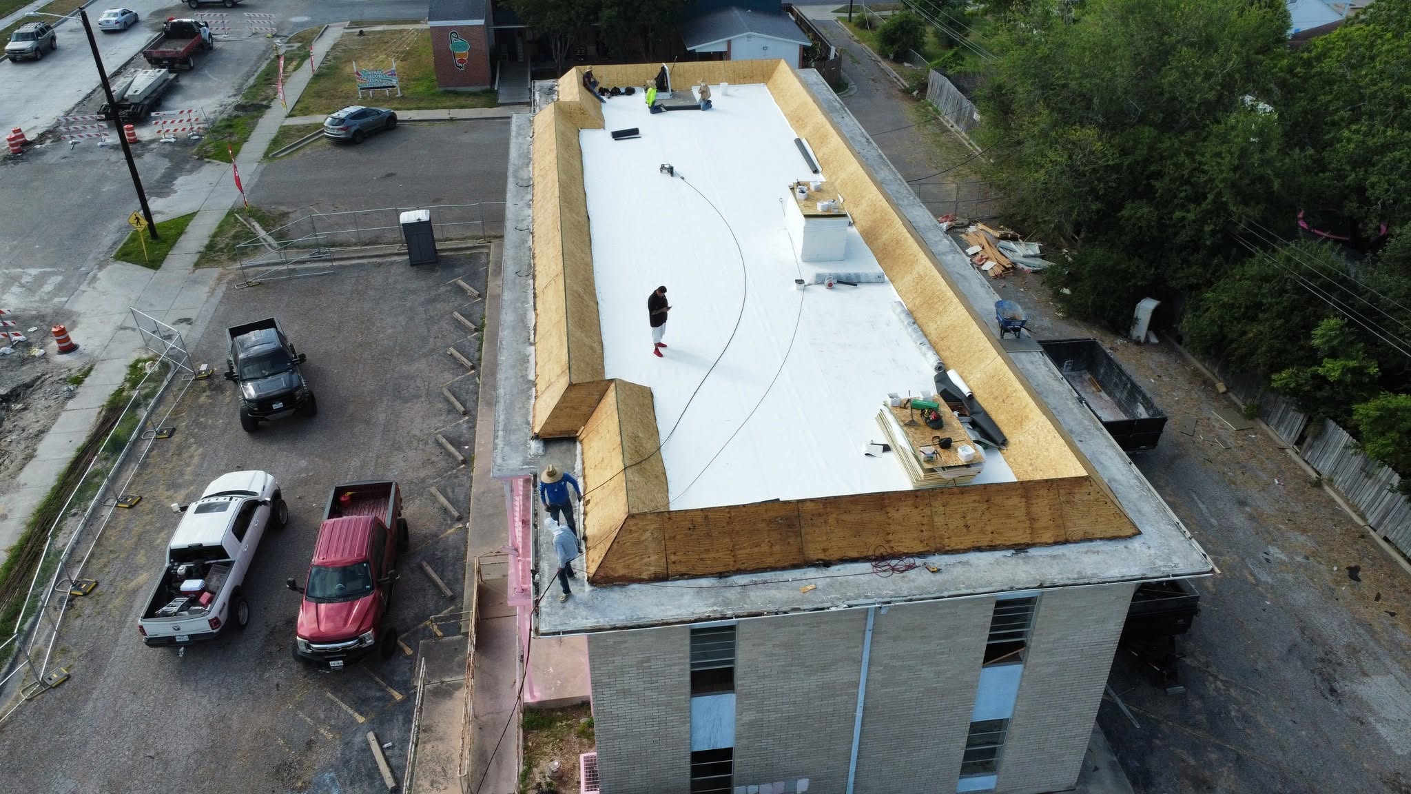 Commercial roof project in progress by Unique Roofing, Corpus Christi